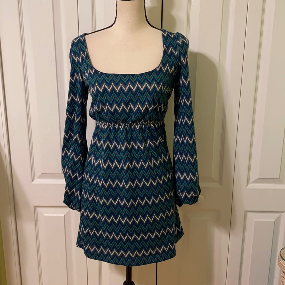 Judith March zigzag teal dress
